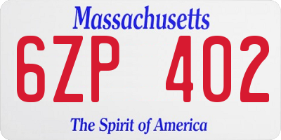 MA license plate 6ZP402
