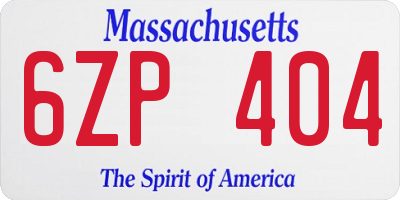 MA license plate 6ZP404