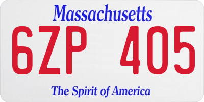 MA license plate 6ZP405