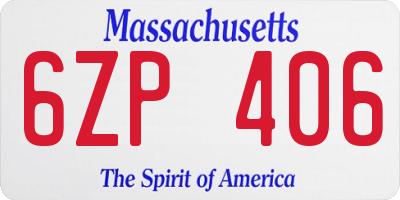 MA license plate 6ZP406