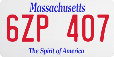 MA license plate 6ZP407