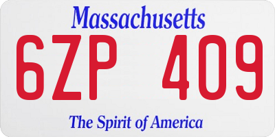MA license plate 6ZP409