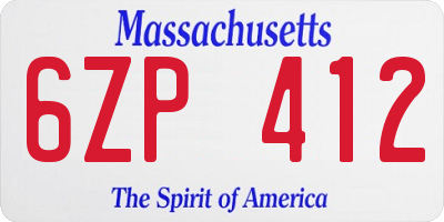 MA license plate 6ZP412