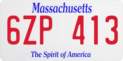 MA license plate 6ZP413