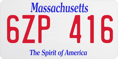 MA license plate 6ZP416