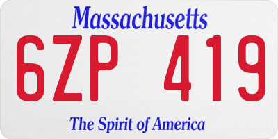 MA license plate 6ZP419