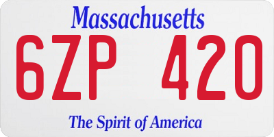MA license plate 6ZP420