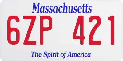 MA license plate 6ZP421