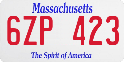 MA license plate 6ZP423