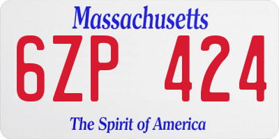 MA license plate 6ZP424