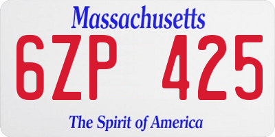 MA license plate 6ZP425