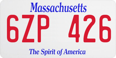 MA license plate 6ZP426