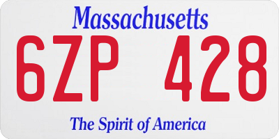 MA license plate 6ZP428