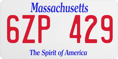 MA license plate 6ZP429