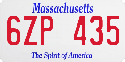 MA license plate 6ZP435