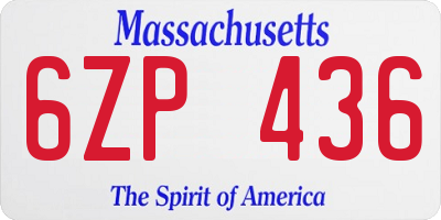 MA license plate 6ZP436