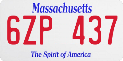 MA license plate 6ZP437