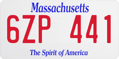 MA license plate 6ZP441