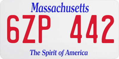 MA license plate 6ZP442