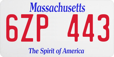 MA license plate 6ZP443