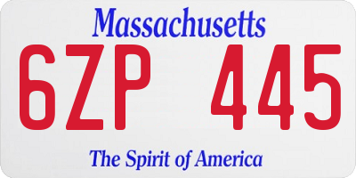 MA license plate 6ZP445