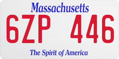 MA license plate 6ZP446