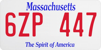 MA license plate 6ZP447