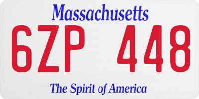 MA license plate 6ZP448