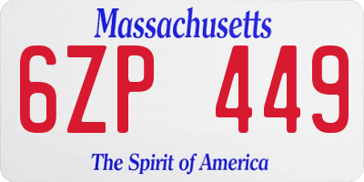 MA license plate 6ZP449