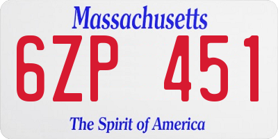 MA license plate 6ZP451