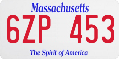 MA license plate 6ZP453