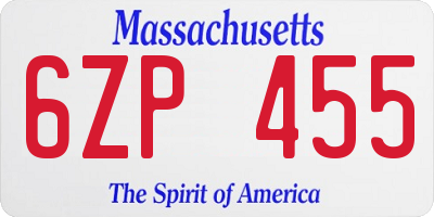 MA license plate 6ZP455