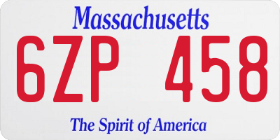 MA license plate 6ZP458
