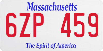 MA license plate 6ZP459