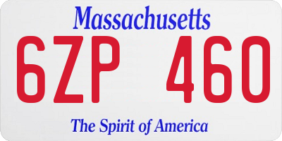 MA license plate 6ZP460