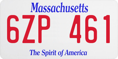 MA license plate 6ZP461