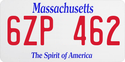 MA license plate 6ZP462