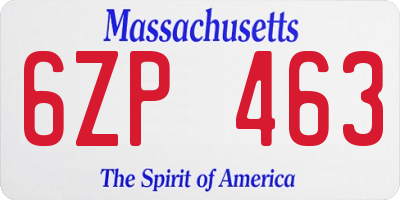 MA license plate 6ZP463
