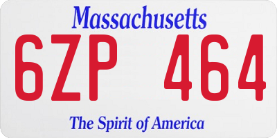 MA license plate 6ZP464