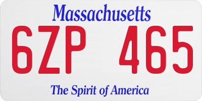 MA license plate 6ZP465