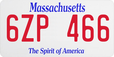 MA license plate 6ZP466