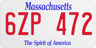 MA license plate 6ZP472
