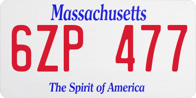 MA license plate 6ZP477
