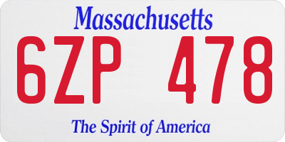 MA license plate 6ZP478