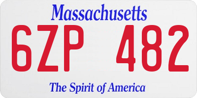 MA license plate 6ZP482