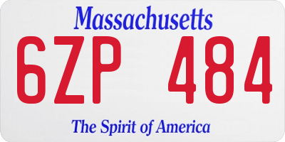 MA license plate 6ZP484