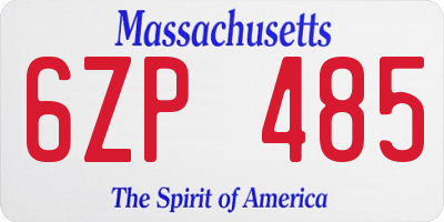 MA license plate 6ZP485