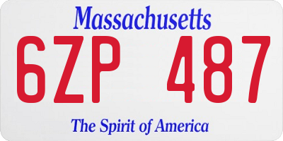 MA license plate 6ZP487
