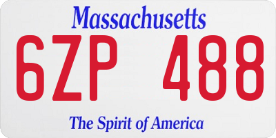 MA license plate 6ZP488