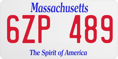 MA license plate 6ZP489